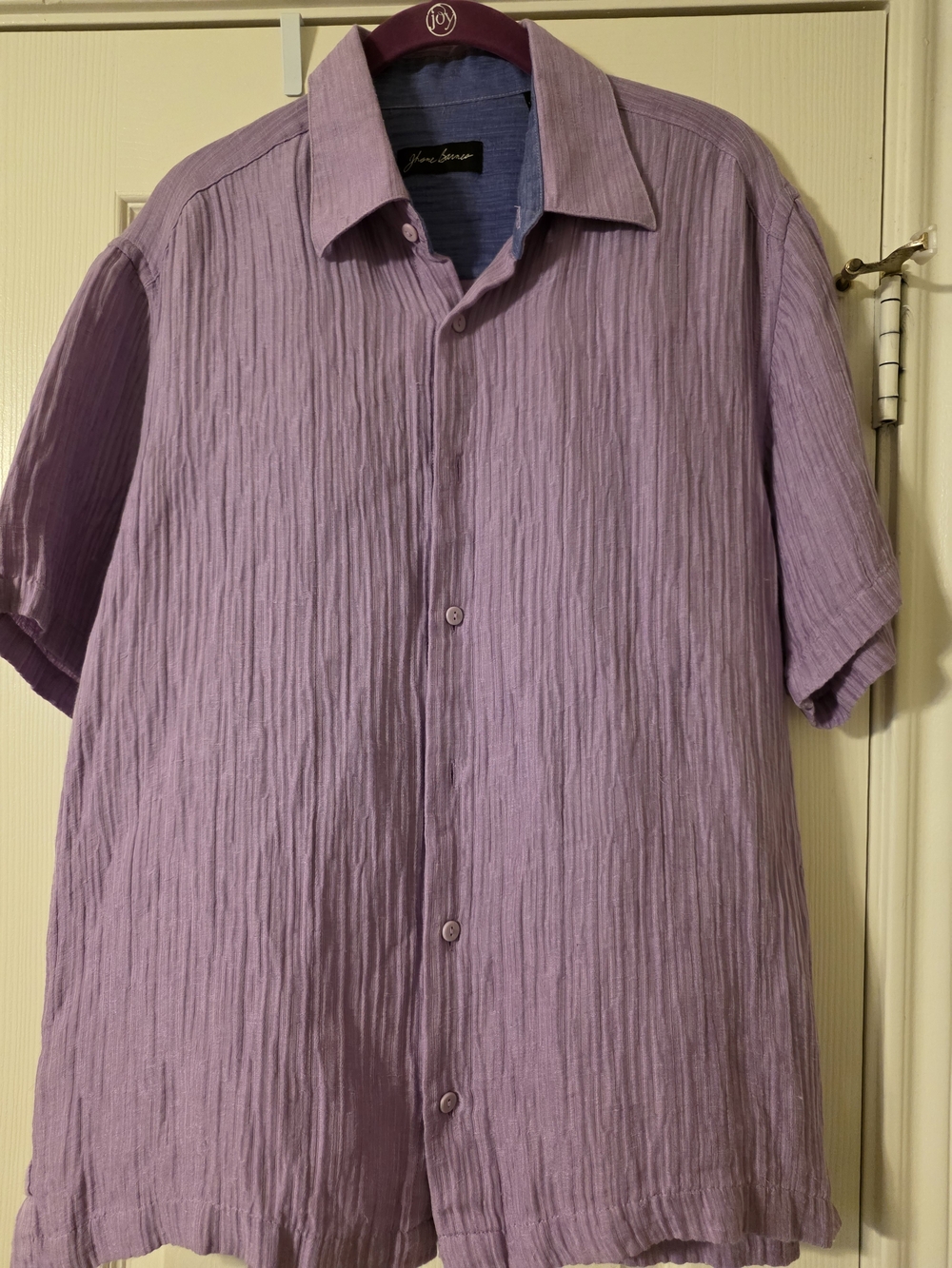 Jhane Barnes Lavender Short Sleeve Button-Down Shirt